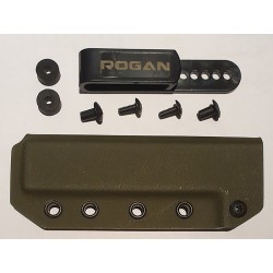 ROGAN Kydex Sheath for Tradesman Foreman and EOD in Olive Drab showing all parts