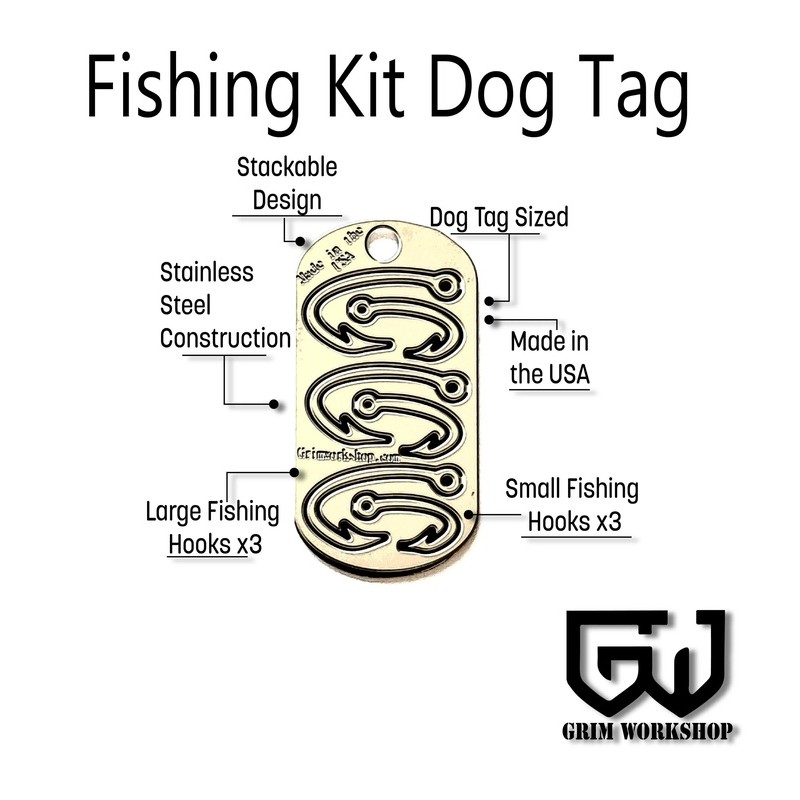 Grim Workshop - Fishing Hook Necklace : Dog Tag Hooks for Survival Fishing detail