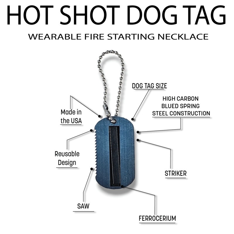 Grim Workshop - Hot Shot Dog Tag: Bushcraft Fire Necklace Details