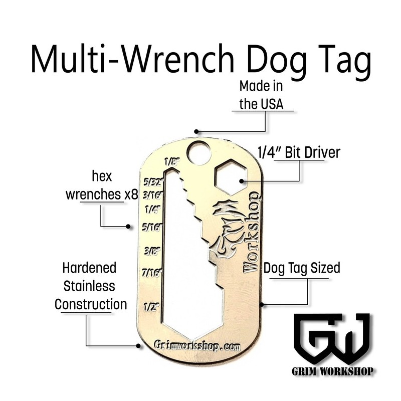 Grim Workshop - Multi Wrench Dog Tag: EDC Wrench and Bit Driver Details