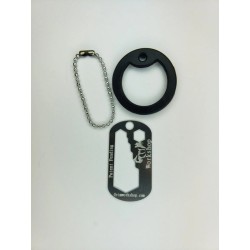 Grim Workshop - Multi Wrench Dog Tag: EDC Wrench and Bit Driver white background chain rubber sleeve