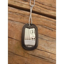 Grim Workshop - Sewing Kit Dog Tag: Survival Sewing Necklace wood background