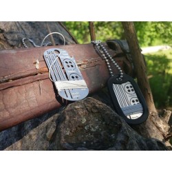 Grim Workshop - Sewing Kit Dog Tag: Survival Sewing Necklace on wood in forest