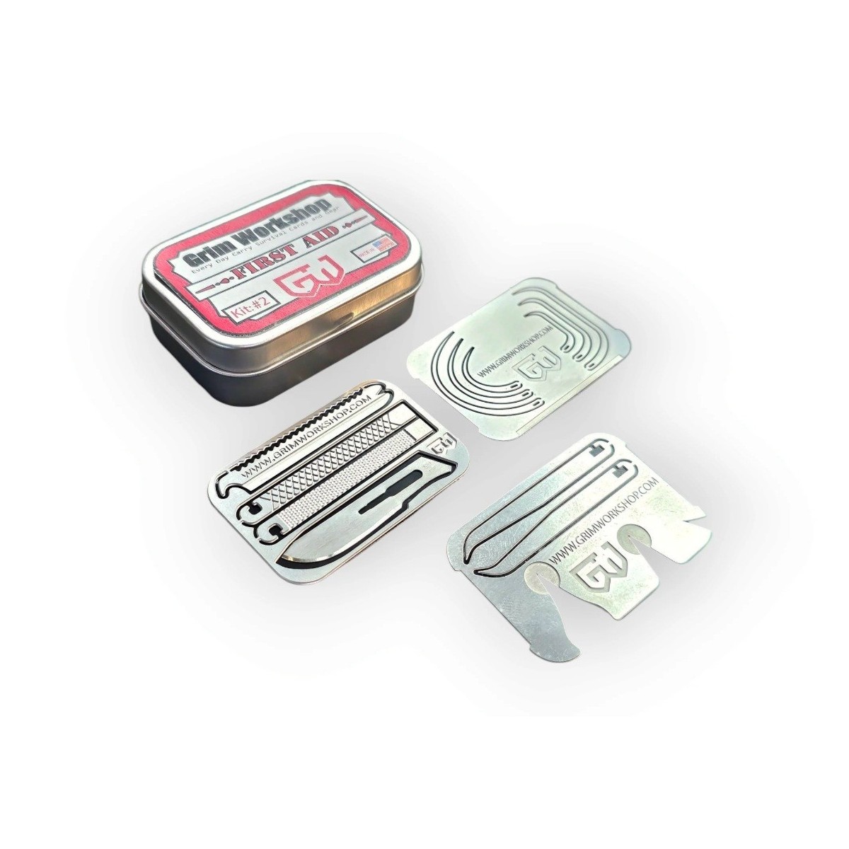 Grim Workshop First Aid PAK Kit pocket sized Suturing kit Precision First Aid Tools Tick Removal & Multi-Function Tool