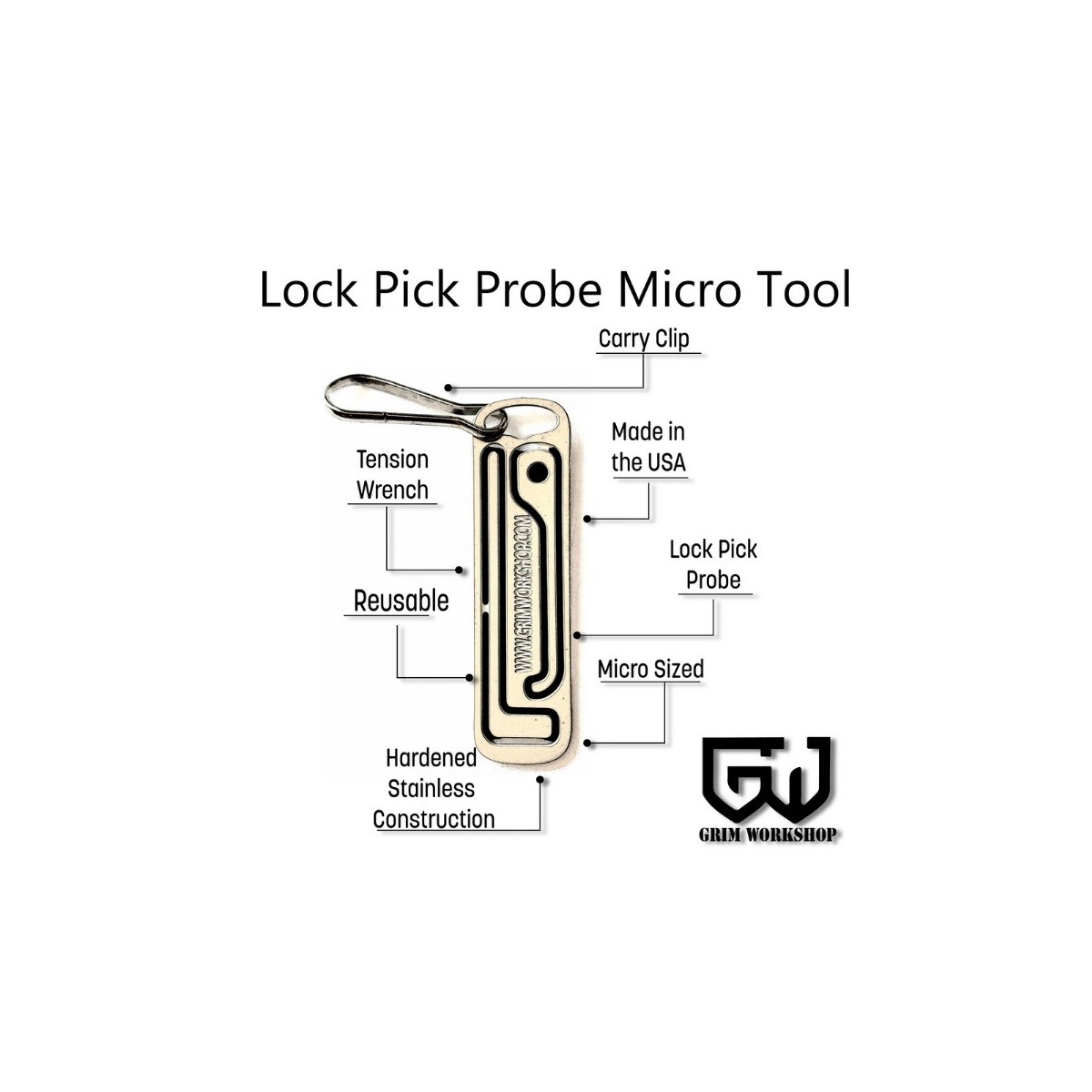Grim Workshop Probe Lock Pick Micro Tool 2 in 1 keychain sized micro tool hidden