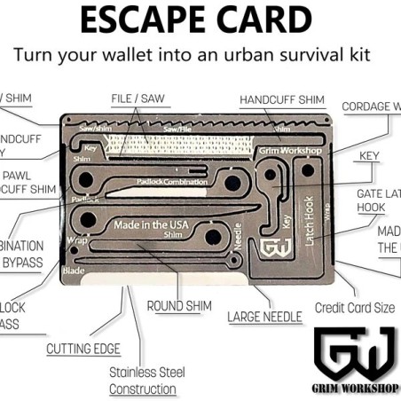 Grim Worksho Escape and Evasion Kit Compact Lock Bypass Tools Escape and Evasion Card