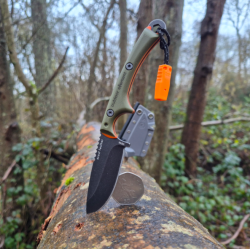 outdoor element scout feather on a log