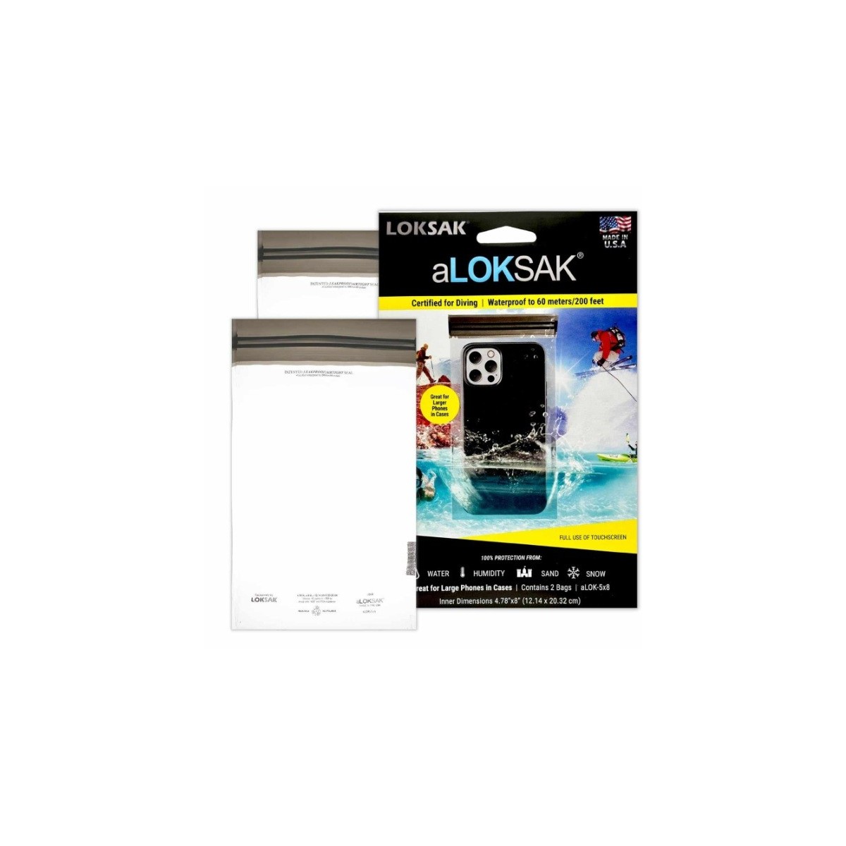 aLOKSAK 2 x aLOK2-5x8 waterproof bag case