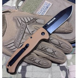 ROGAN Rogue Folding Pocket Knife - Gen 1 - Coyote Black open and in hand