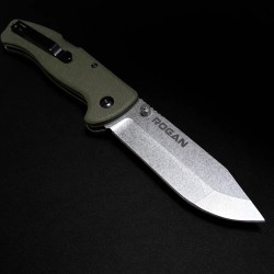 ROGAN Rogue folding knife special edition OD Green and Stonewash open