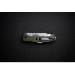 ROGAN Rogue folding knife special edition OD Green and Stonewash closed showing clip side